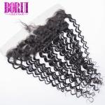10a Grade Deep Curly Brazilian Hair Lace Frontal Pre Plucked Swiss Lace