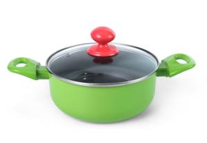 China Green Painting Induction Base 1.5qt 2.5mm Lid Saucepan factory