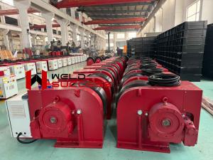 China 80 Ton Welding Tank Rollers Bolt Adjustment With Motorized Moving Wheels factory