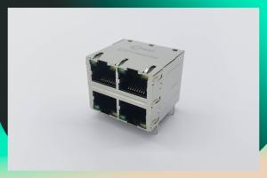 China 2X2 Port 10 100 1000M Shielded RJ45 Ethernet Jack factory