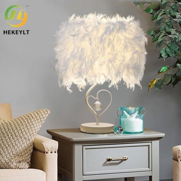 Multi Coloured Remote Control Feather Lamp Wedding Bedroom Bedside Romantic