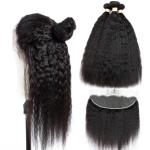 Yaki Straight Cambodian Virgin Hair Extensions Pure Swiss Lace 13x4 For Girl
