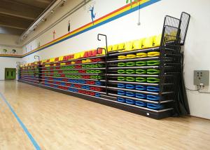 China Nose Mounted Retractable Bleacher Seating Optional Aisle Lights With Safe Side Rail factory