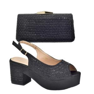 China New shoes bag set with stones beautiful italian shoes to match bag set Women party shoes set factory