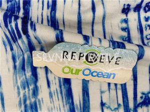 China Custom Digital Printed Fresh Blue Activewear Knit Fabric Recycled UV Protect factory