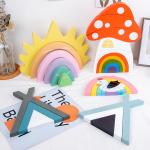 Non Toxic 22cm Rainbow Stacker Wood Montessori Creative Wood Toys