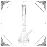 ZOB 18 Inches Tall Glass Beaker Bong With Double Showerhead Perc Hookah Pipes