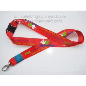 China Custom imprinted metal sheet crimped polyester lanyards with metal clip, factory