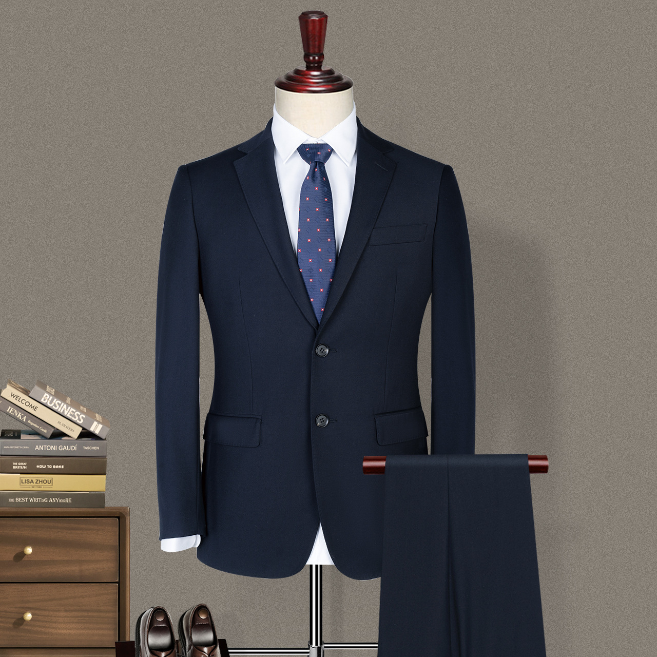 Fashion Men's 3 Piece Suit Breathable Spring and Autumn Lattice Pocket One Piece Coat