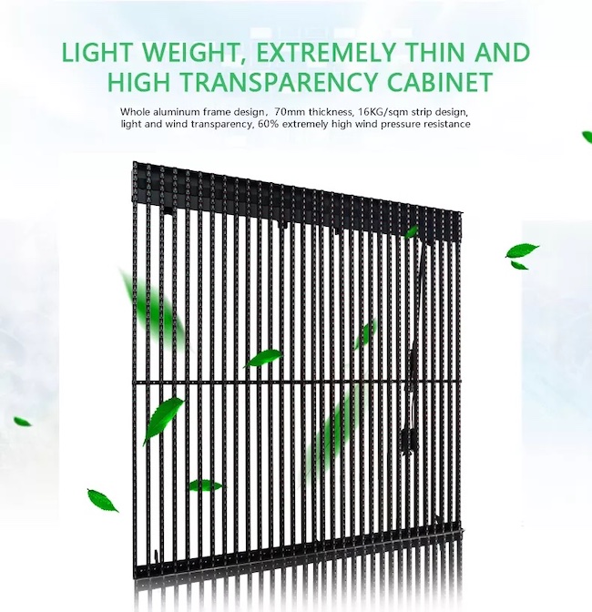 Ultra Thin Outdoor Transparent LED Display 7.8-10mm Cabinet Curtain Decoration 1