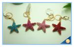 Rhinestone metal Starfish Keychain Attachment Cute Metal Keychain For Women's