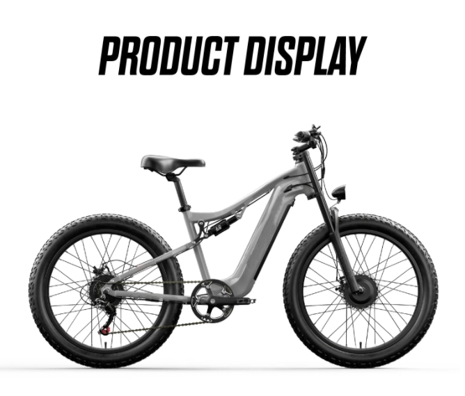 Full Suspension Electric Mountain Bike 48V 1000W 17.5Ah Hidden Lithium Battery Power