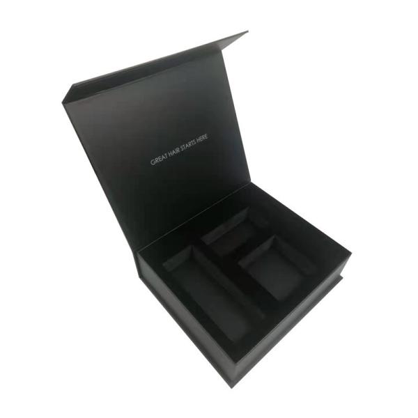 Fashion Luxury Hair Brush Black Gift Box Set with EVA Foam and Gold Foil