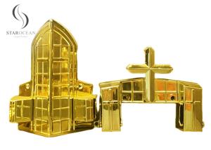 China Gold PP Recycled Material Cross-Shaped Coffin Corners, Coffin Accessories 15#G factory