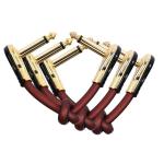 1/4 Inch Golden Right Angle Mono TS Jack Instrument Cord Guitar Patch Cable
