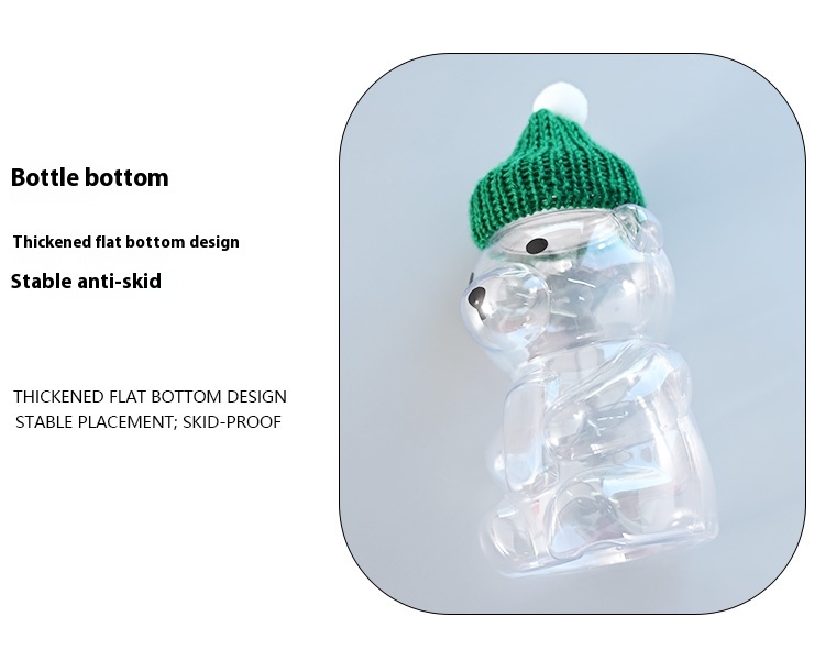 Hot-Selling 500ml Creative Bear Panda Shaped Plastic Drinks Container Milk Tea PET Juice Beverages Candy Bottle With Screw Cap