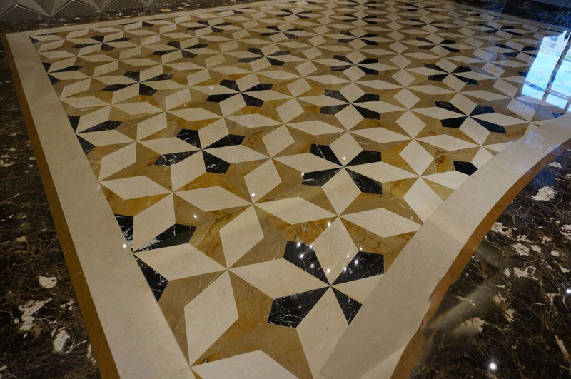Water Jet Cutting Marble Floor Medallions Interior Luxury Pattern Design