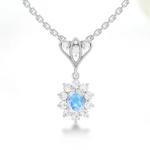 S925 Sterling Silver 14K Gold Plated Round Shape Jewelry Blue Moonstone Spheree