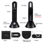 Dimmable RoHS 3.7V PIR Motion Sensor Table Lamps , Rechargeable Battery Night