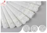 White Cotton Lace Fabric / Eyelet Lace Trim Ribbon With Floral Lace Scalloped