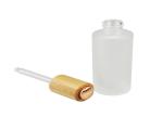 Frost Glass Empty Lotion Jars , Nail Polish Cosmetic Glass Bottles With Bamboo