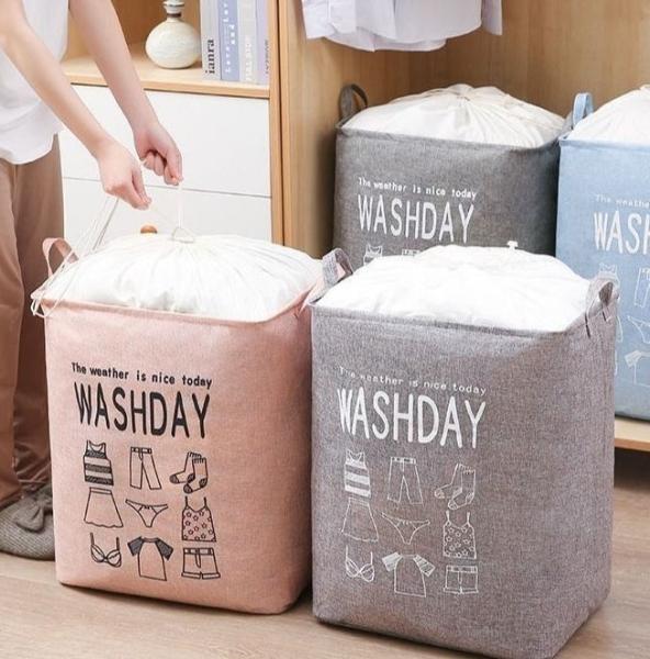 White Kids Baby Cotton Canvas Fabric Storage Bin Dirty Cloth Toys Collecting