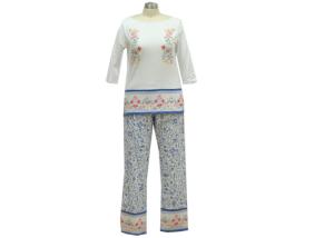 China Round Neck Adult / Ladies Pajama Sets Sleeping Clothes With Long Bottoms OEM Service factory