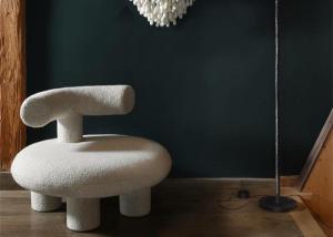 China Baby Modern Fabric Dining Chairs Sponge Filled Grey Single Sofa factory