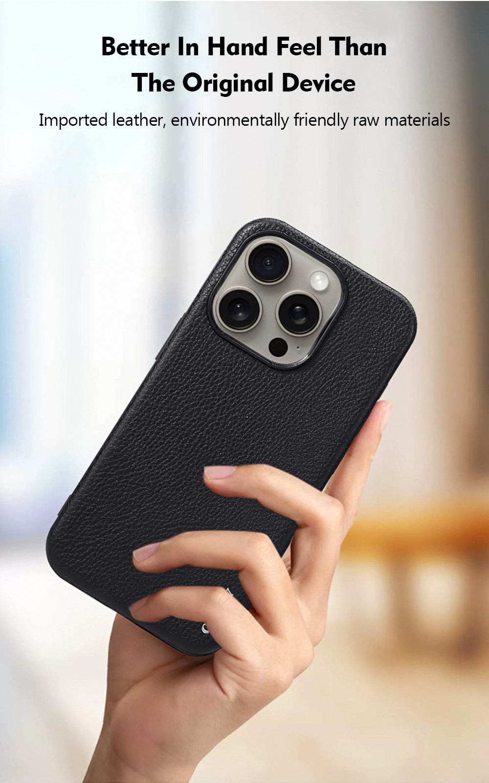 Vegan Leather Cell Phone Cover Shockproof For IPhone 16 15 Pro Max
