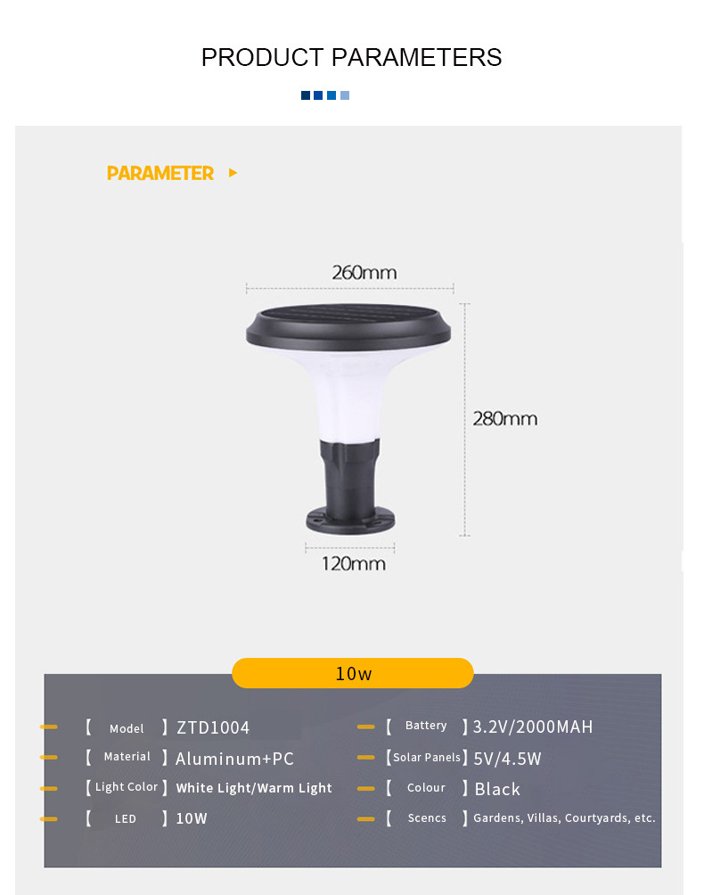 Wall Post Solar Pillar Light Stone Gate Bottom Bollard Yard Lawn