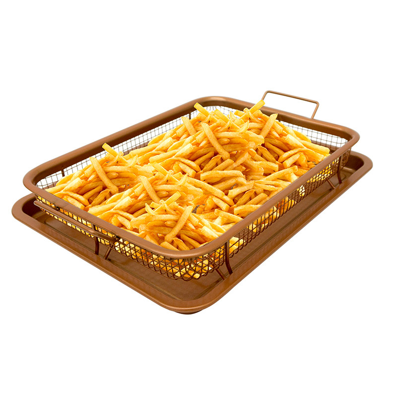 FDA Small Kitchen Tools Stainless Steel Copper Crisper Tray 32.5 * 24.5 * 2cm