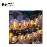 7.6m-45m Outdoor Plastic Bulb String Lights Soft Warm White AC 220V