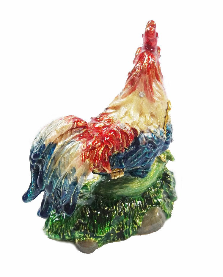Wholesale rooster metal jewelry box rooster decorative box fashion rooster cock jewelry box
