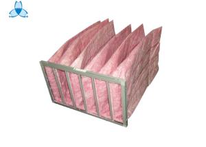 China Pink F7 Air Filter Aluminum Alloy Frame , 6 Pockets Air Handler Filters factory