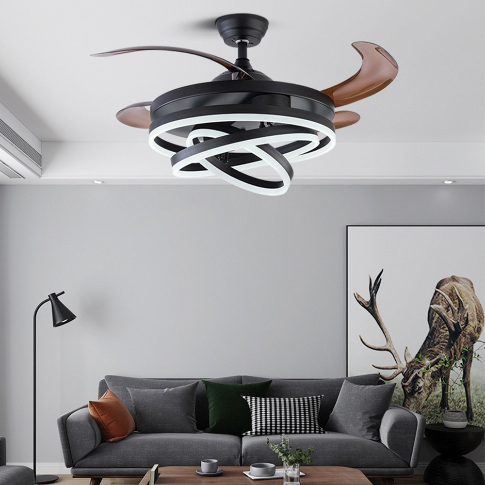 Modern Bedroom Lighting Fixtures Invisible Ceiling Light With Fan And Remote Control