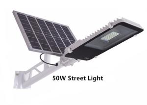 China Smart Solar Powered Outdoor Street Lights 50W Light Control For Road Yard factory