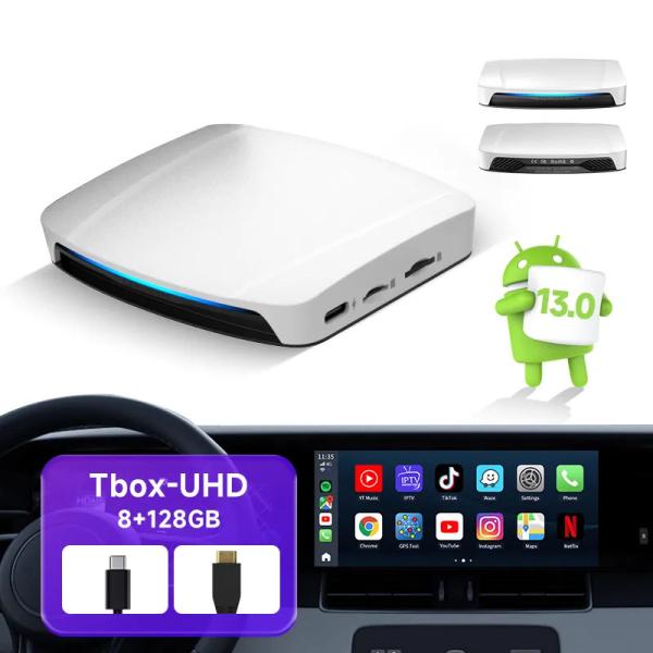 TBox UHD HDMI Wireless Adapter Carplay Ai Box 128Gb SM6225 Youtube Netflix Car