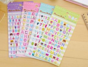 China 3D Dimensional Puffy Alphabet Stickers For Scrapbooking Kit Silk Printing factory