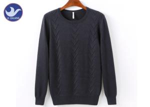 China Crew Neck Mens Black Cable Knit Sweater Acrylic Wool Full Sleeves Anti - Wrinkle factory