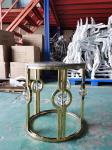 Gold Plated Stainless Steel Marble Side Table Light Luxury Metal Crystal Ball