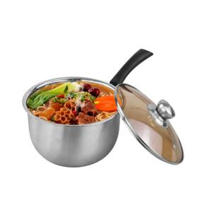 China 201 stainless steel milk soup pot casserole cookware with long handle factory