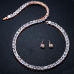 Simple Female White Crystal Jewelry Set Charm Necklace Bracele Earring Ring For