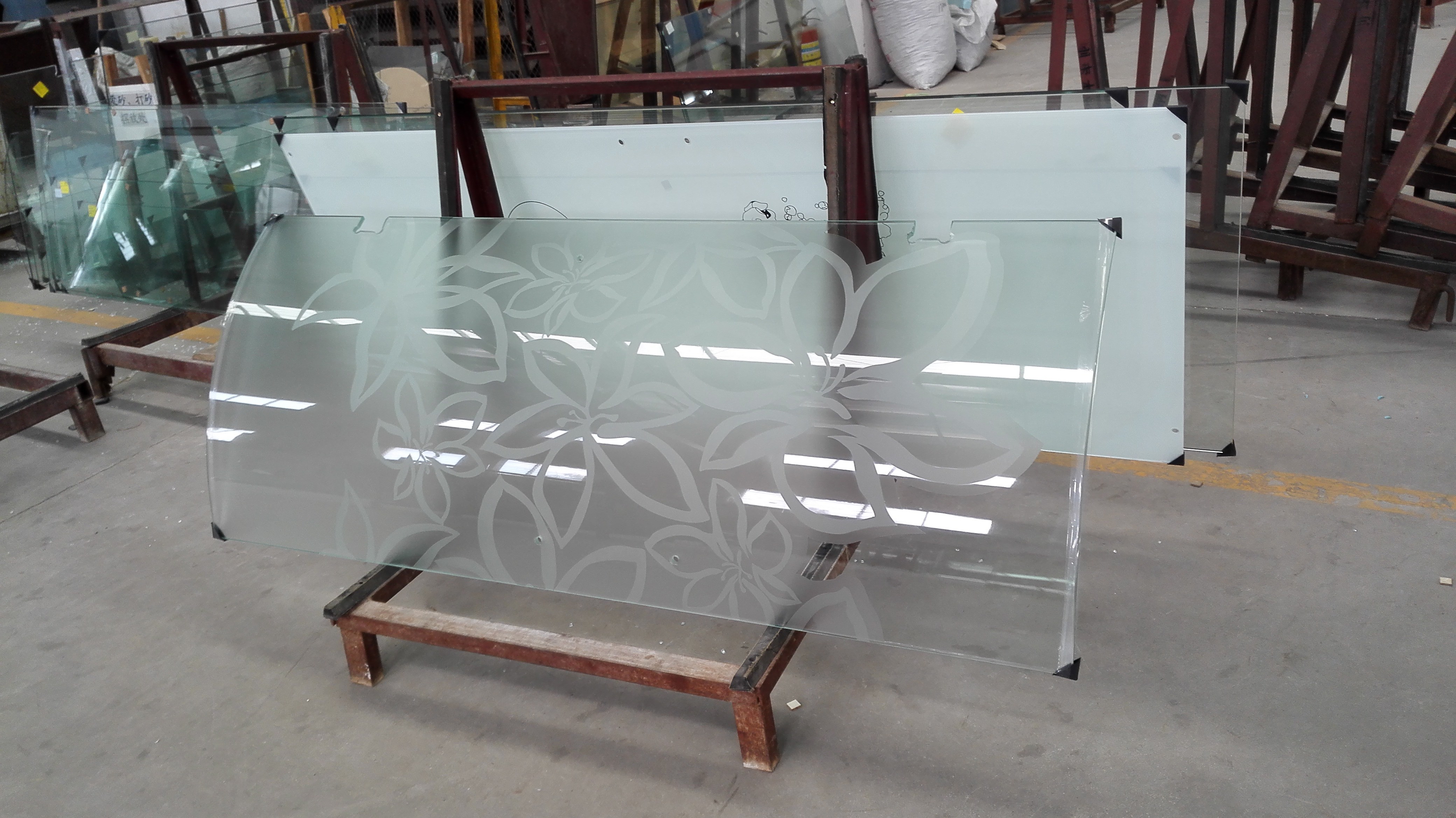 Acid Etched Tempered Art Glass Panels No Finger Print