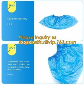 China Safety Products Equipment Indoor Disposable medical plastic shoe covers waterproof PE CPE material,PE material blue shoe factory