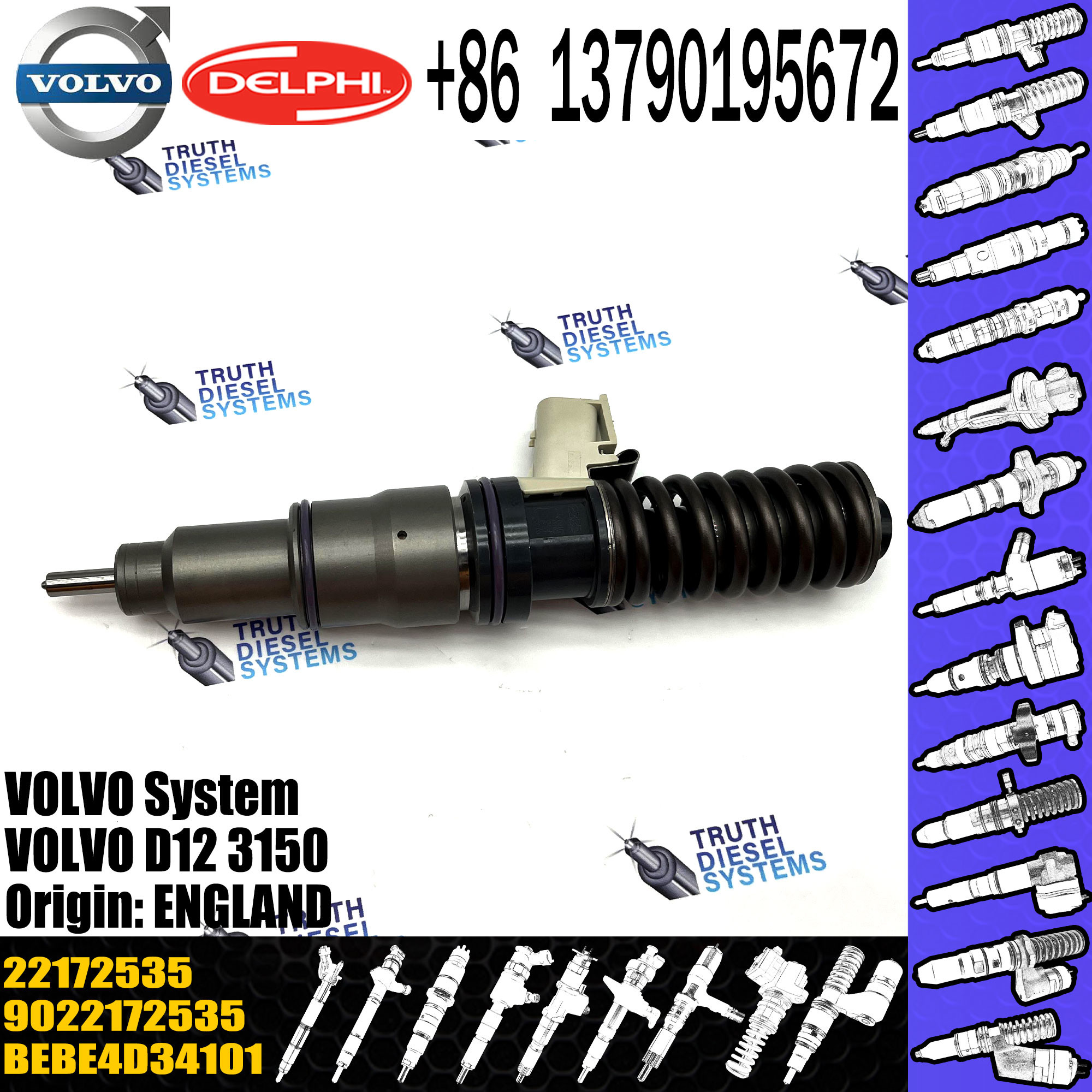 New Diesel Fuel Injection Injector E3.18 9022172535 22172535 BEBE4D34101 For VOL D12 3150