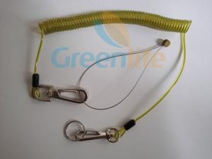 China Flexible Anti-Drop Spring Steel Wire Coil Lanyard Tool Tether Transparent Yellow Custom Color factory