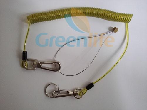 Flexible Anti-Drop Spring Steel Wire Coil Lanyard Tool Tether Transparent Yellow