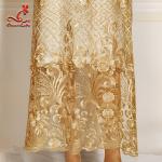 Evening Dresses flower gold embroidered beaded fabric