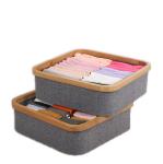 Bamboo Frame Collapsible Home Clothing Organizer Gray Color