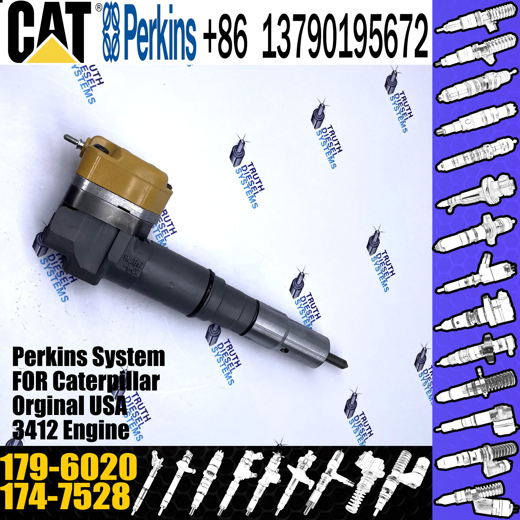 JIsion Diesel 3412E Engine Fuel Injector 174-7528 20R-4148 179-6020